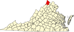 Map of Virginia highlighting Frederick County